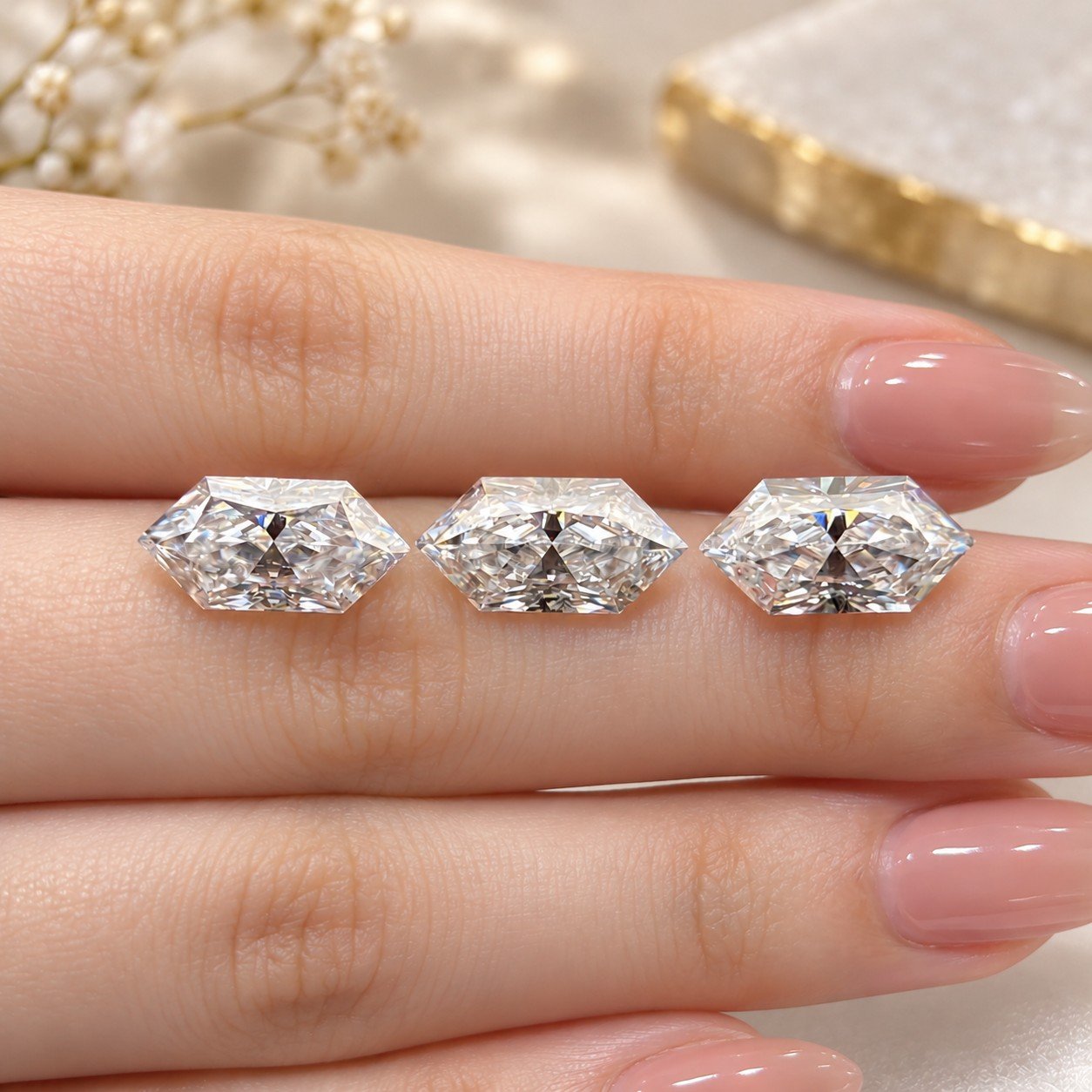 Dutch Marquise moissanite on hand